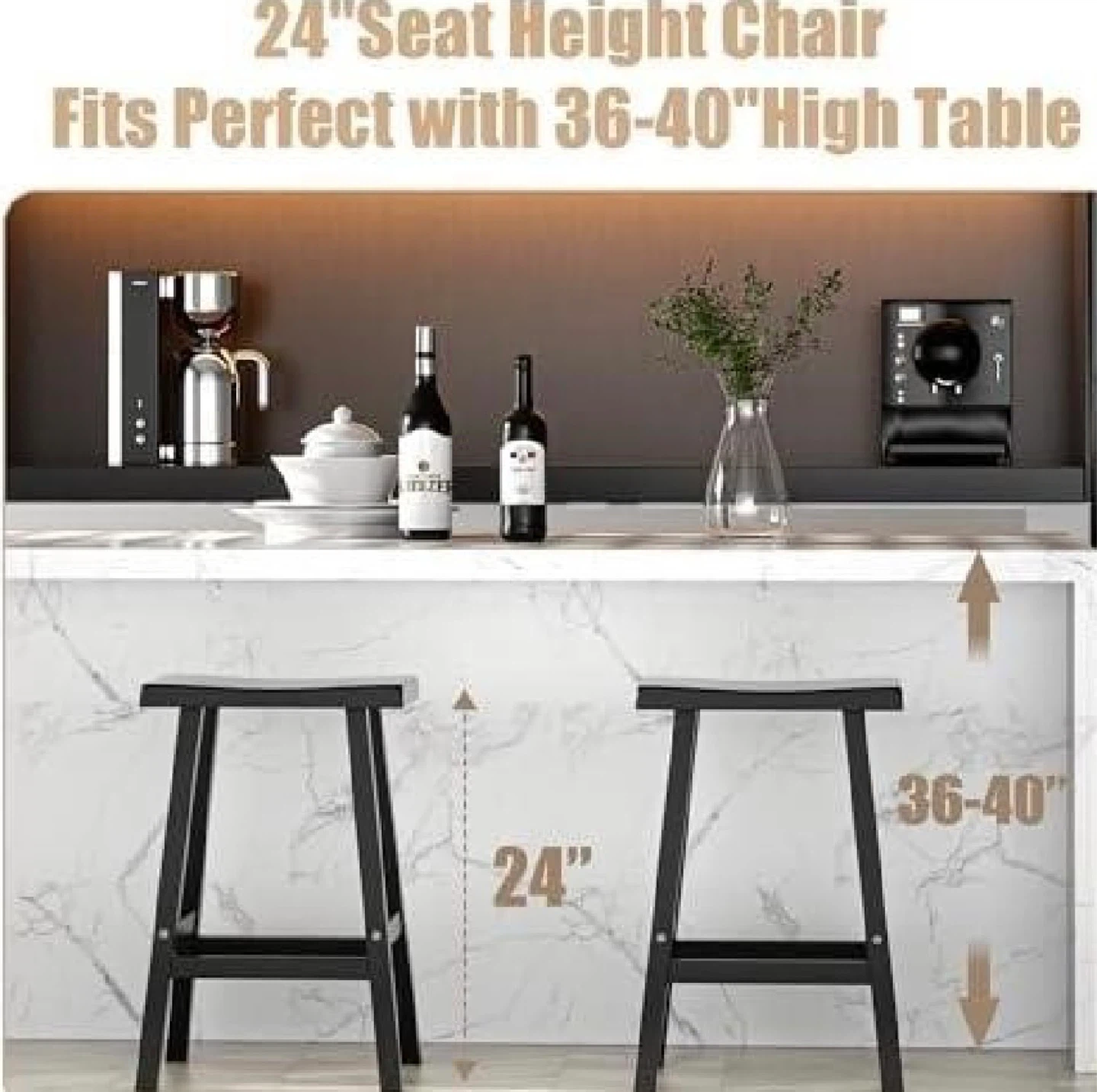 New, Pre-assembled 24” Waterproof Bar Stools, Set of 2 - photo 4
