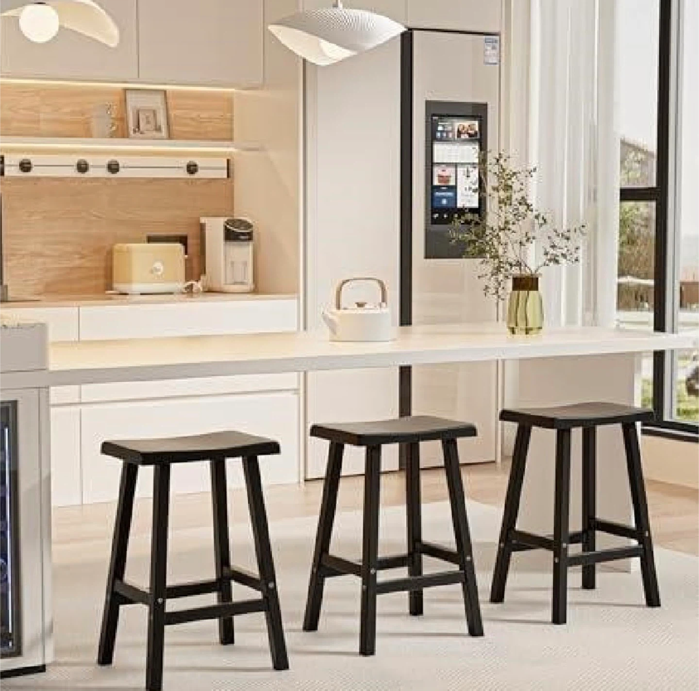 New, Pre-assembled 24” Waterproof Bar Stools, Set of 2 - photo 2