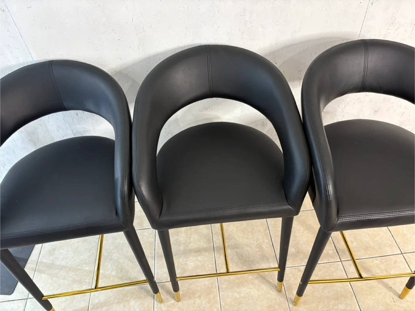 Black Bar Stools with Gold Accents