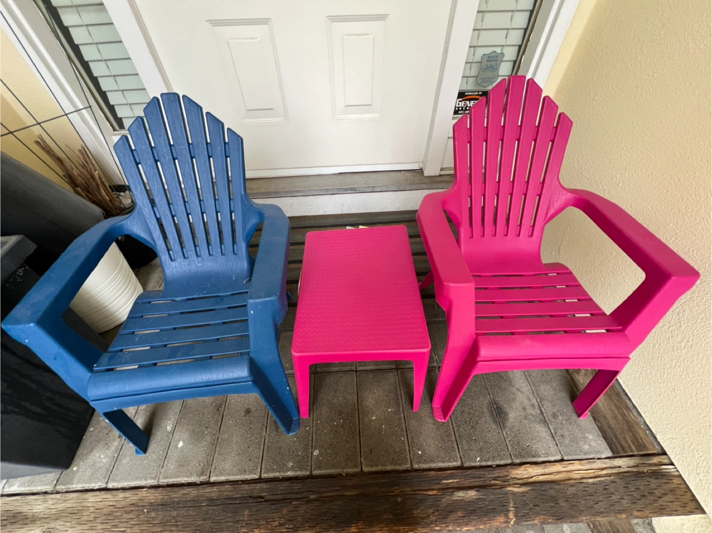 Kids Adirondack Chairs & Table Set - Blue and Pink