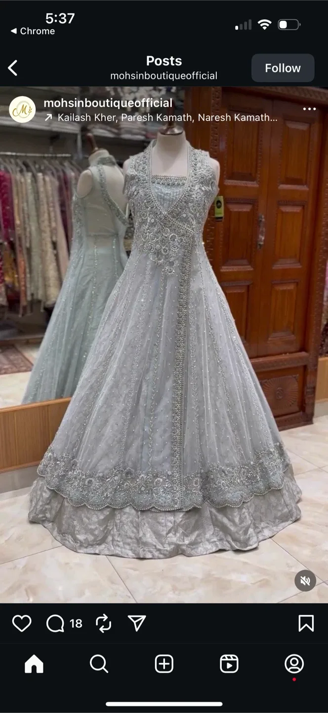 Grey Embroidered Anarkali Dress image indicator(7)