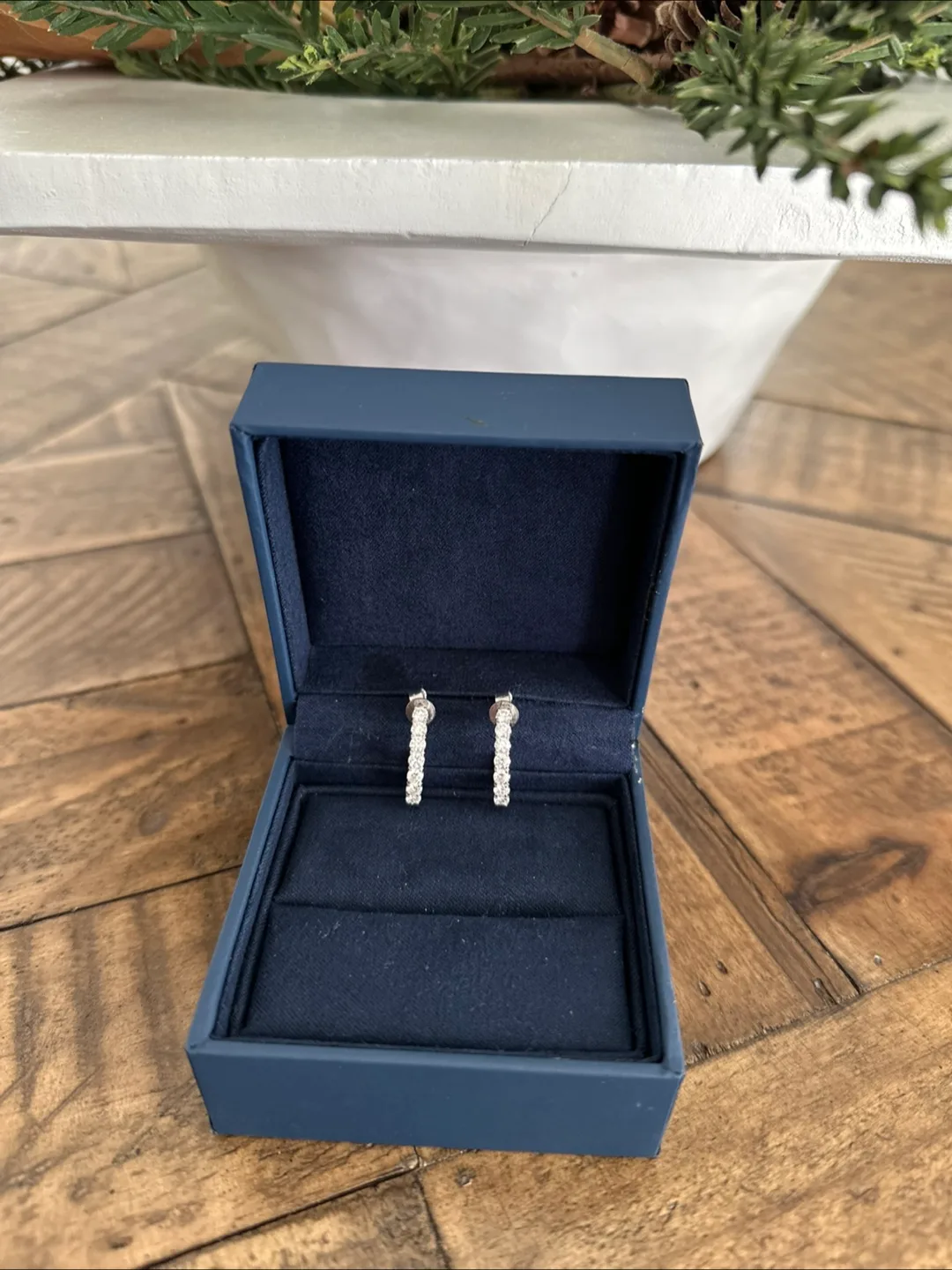 14kt J Hoop Diamond Earrings image indicator(4)