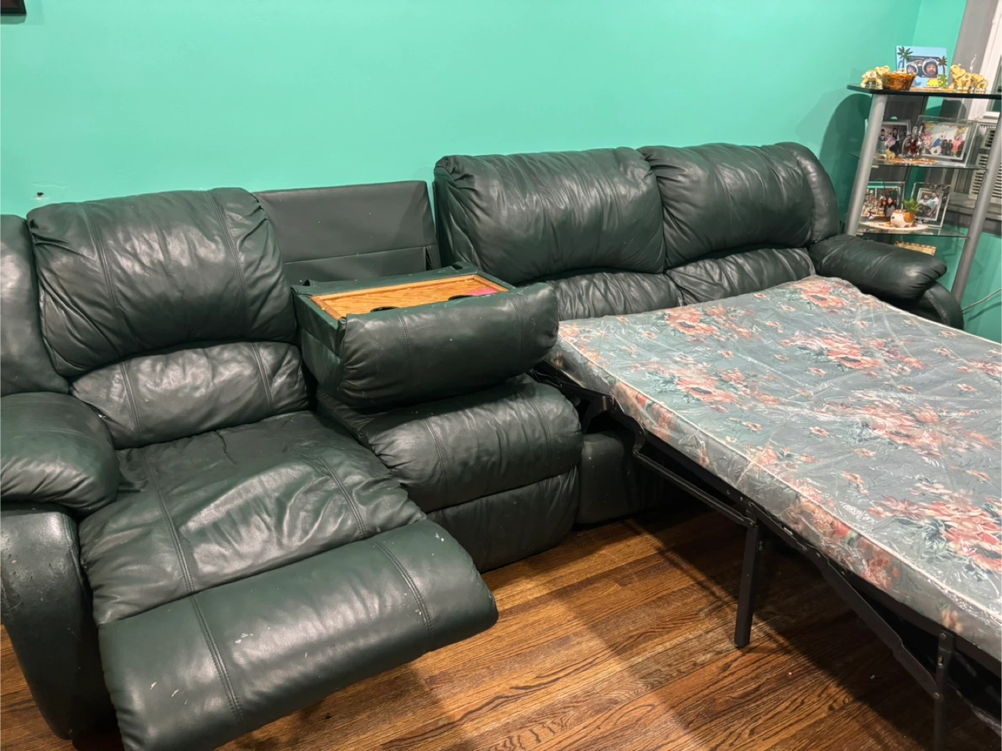 Leather Reclining Sofa and Floral Mattress - photo 3