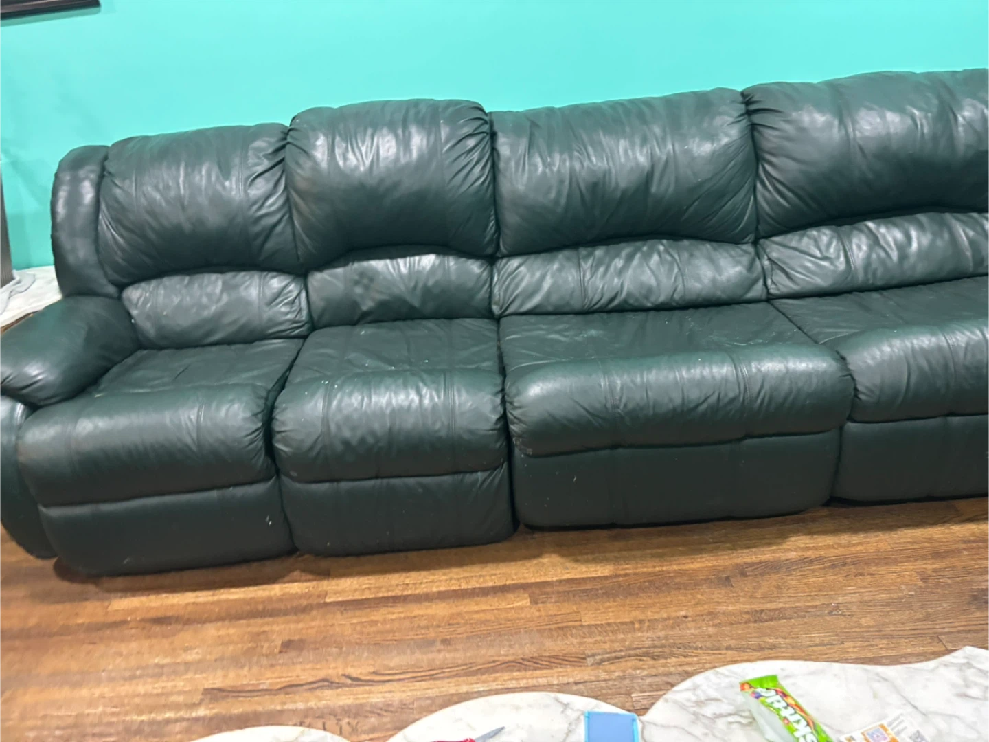 Leather Reclining Sofa and Floral Mattress