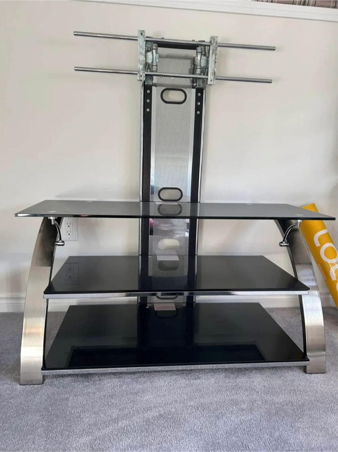 Black Glass TV Stand with Mount