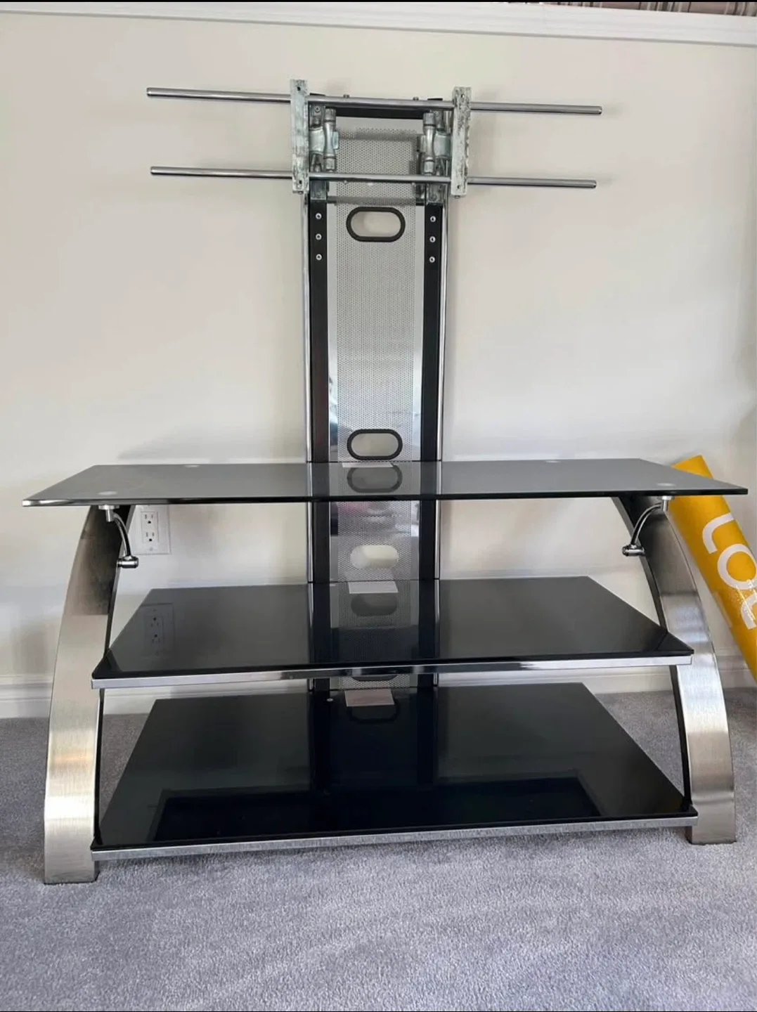 Black Glass TV Stand with Mount image indicator(2)