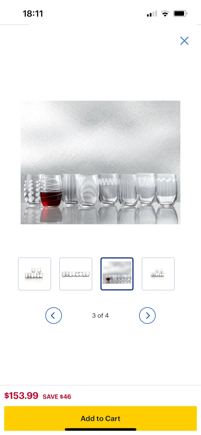 Mikasa Cheers Stemless Wine Glasses, Set of 8, Clear - photo 2