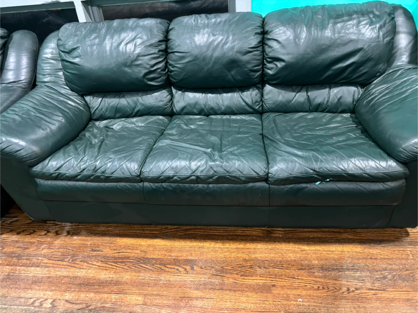 Leather Sofa and Loveseat Set - Green