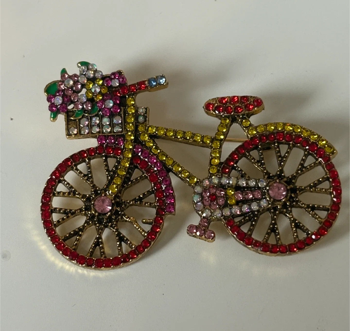 A Cute Bicycle Rhinestone Brooch Pin! image indicator(3)