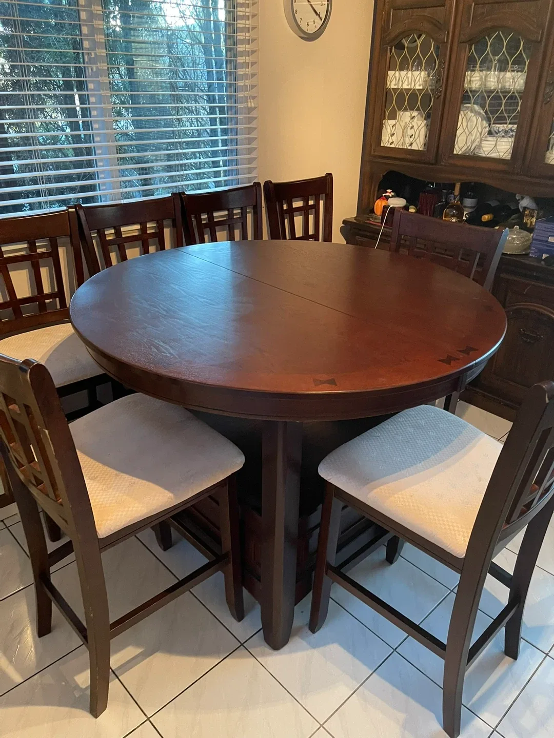 Dark Wood Dining Table with 8 Chairs image indicator(2)