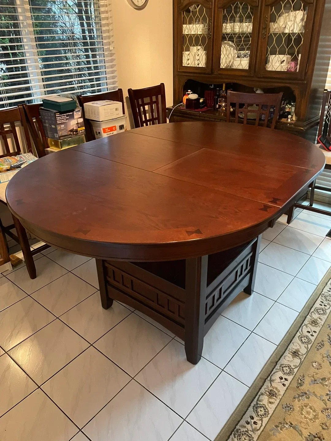 Dark Wood Dining Table with 8 Chairs image indicator(3)