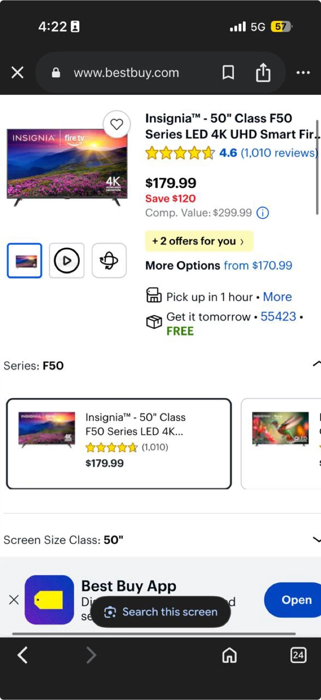 Insignia 50" Class F50 Series LED 4K UHD Smart Fire TV - photo 2