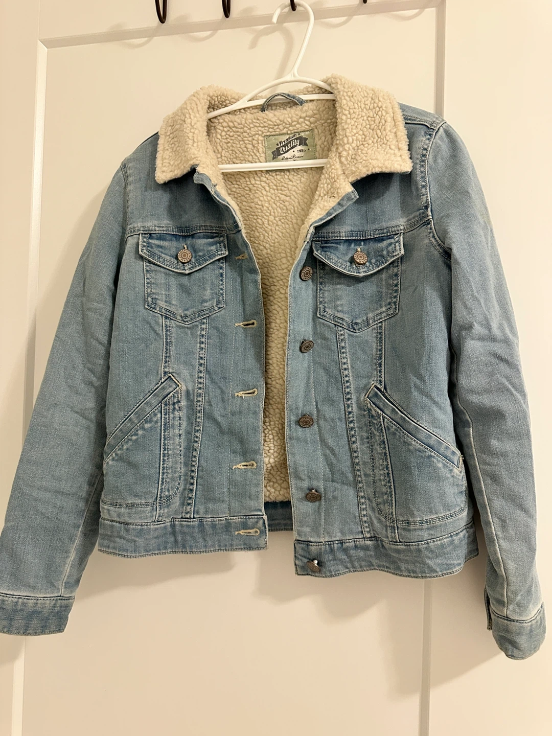 Denim Sherpa Trucker Jacket, Size XXS
