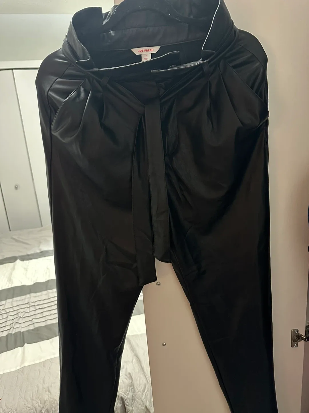 Joe Fresh Black Faux Leather Pants - Size 2 thumbnail