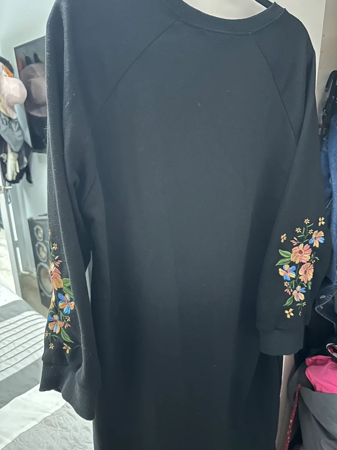 EB Style Black Dress with Floral Embroidery - Size large image indicator(2)