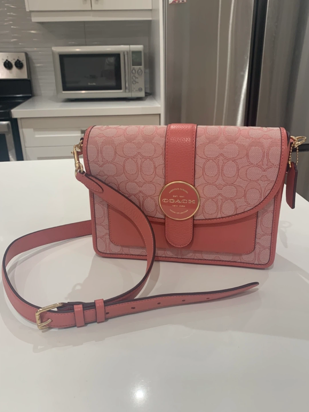 🩷Coach Pink Leather Signature Lonie Shoulder Bag 🎀