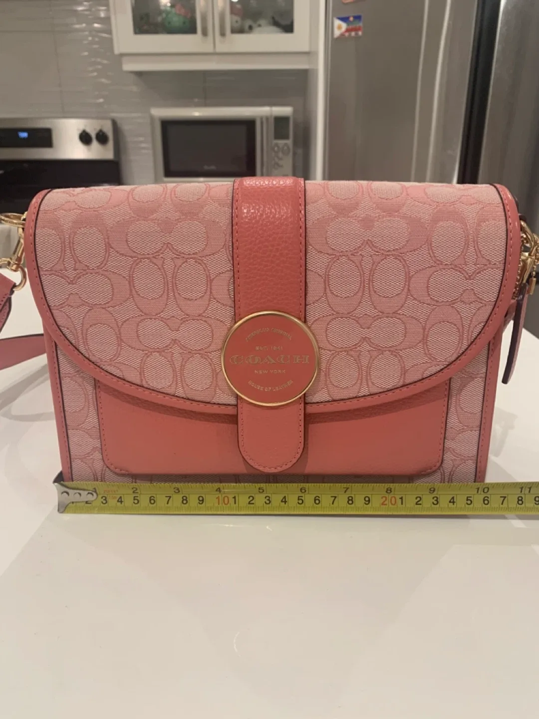 🩷Coach Pink Leather Signature Lonie Shoulder Bag 🎀 image indicator(4)