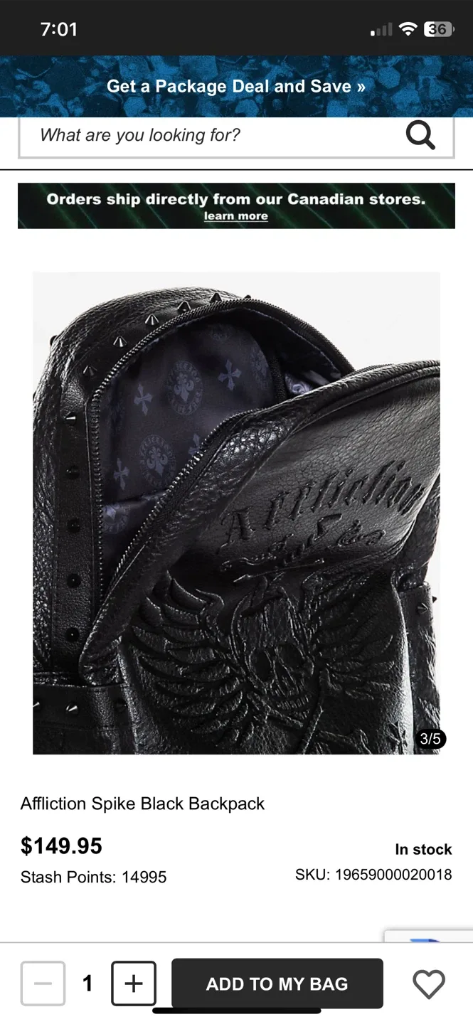 Affliction Spike Black Backpack image indicator(5)