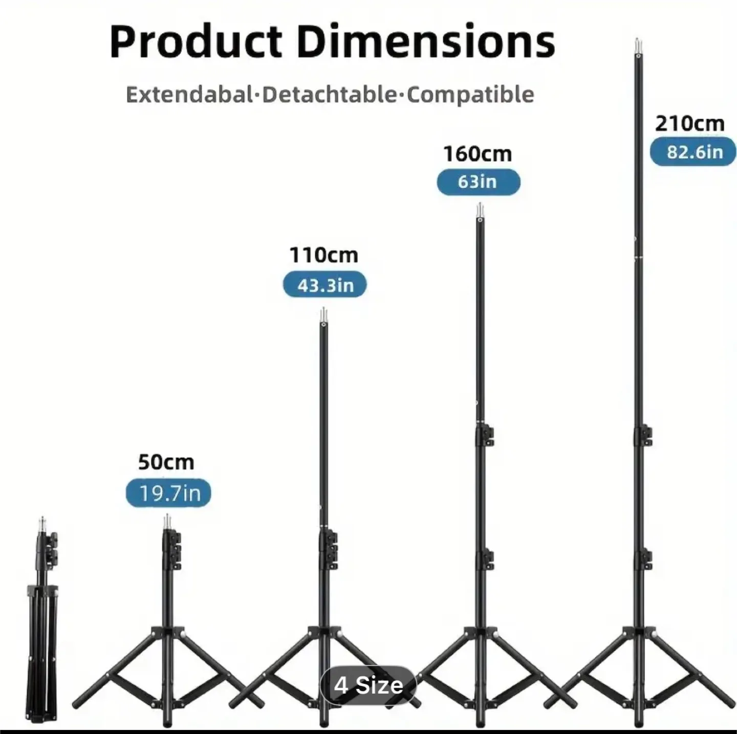 Adjustable Height Aluminum Tripod Stand with 360° Pan-Tilt, image indicator(6)