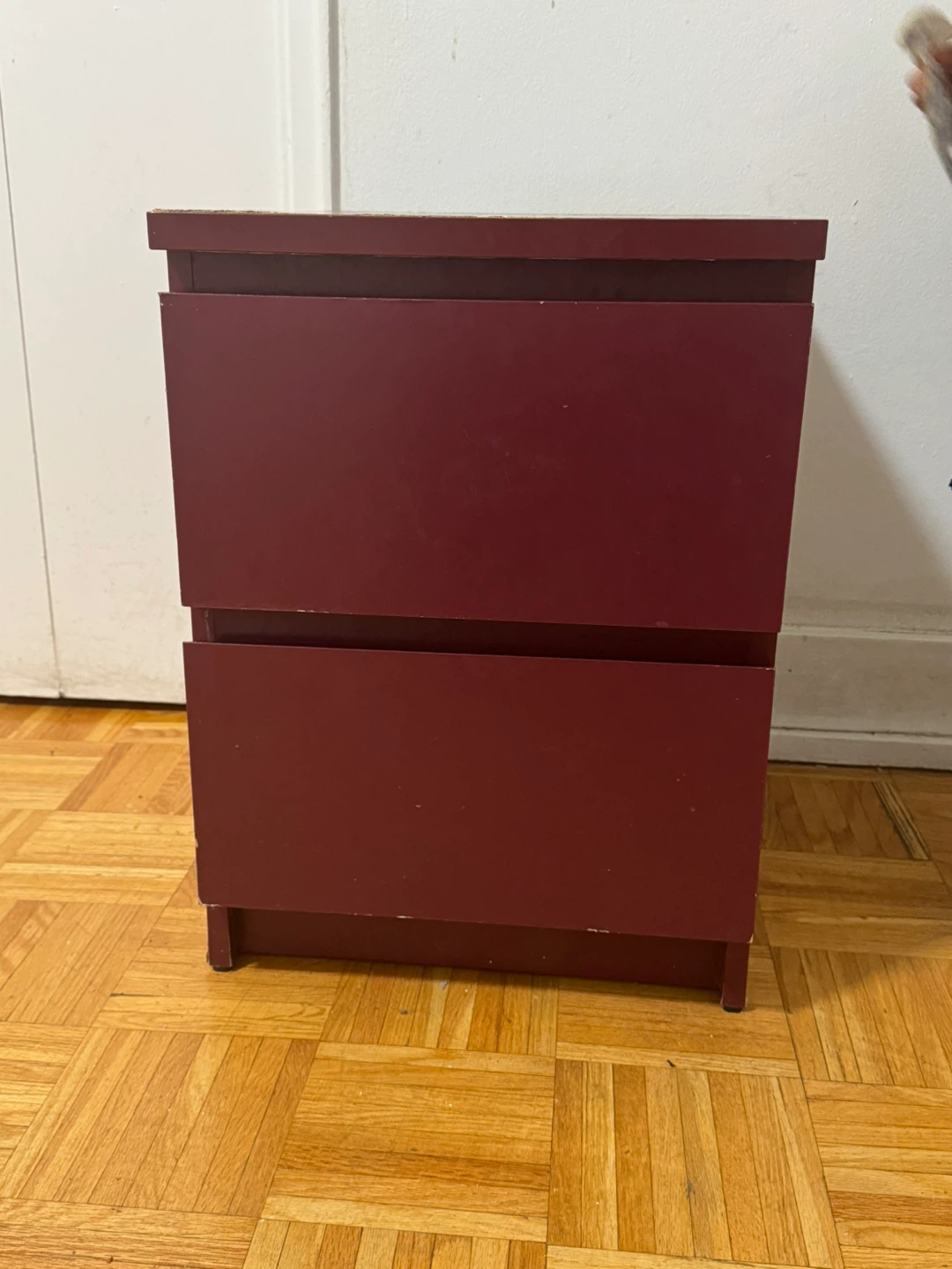 Burgundy Two-Drawer Bedside Table - photo 2