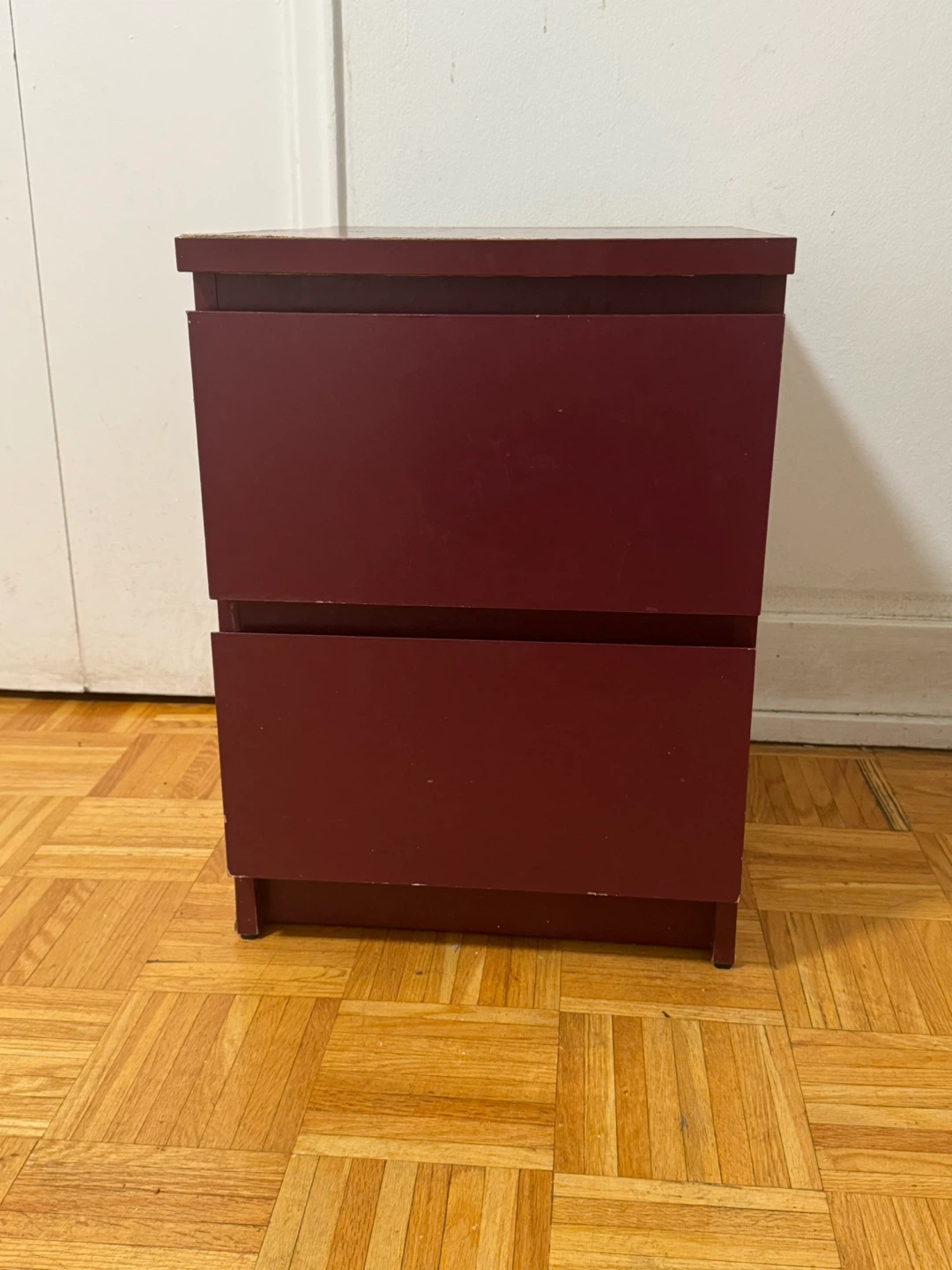 Burgundy Two-Drawer Bedside Table