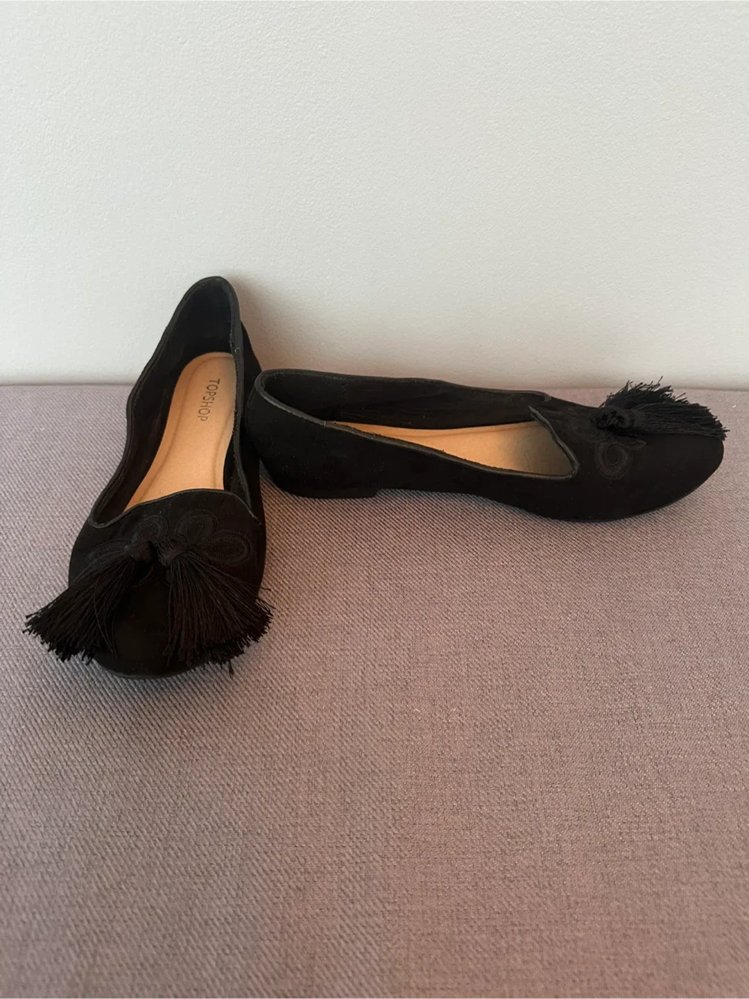 Topshop Black Tassel Loafer Flats image indicator(2)