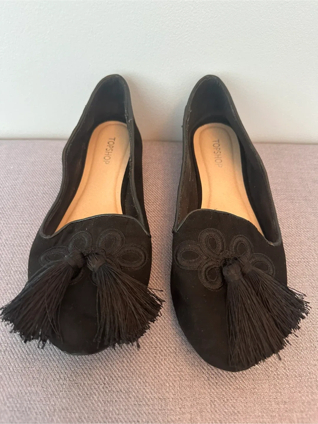 Topshop Black Tassel Loafer Flats