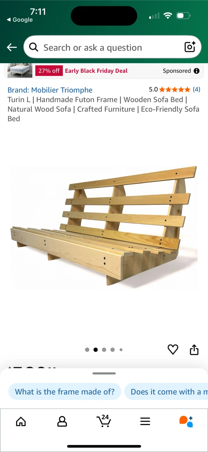 Mobilier Triomphe Turin L Futon Frame - photo 2