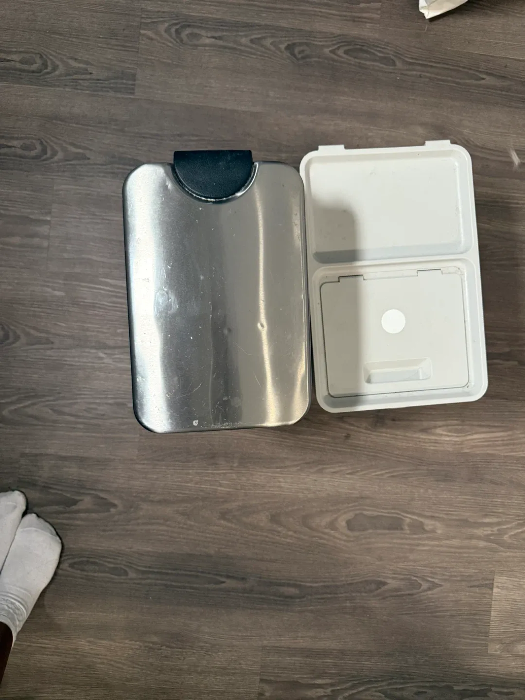 Two Trash Cans - Grey and stainless steel image indicator(2)