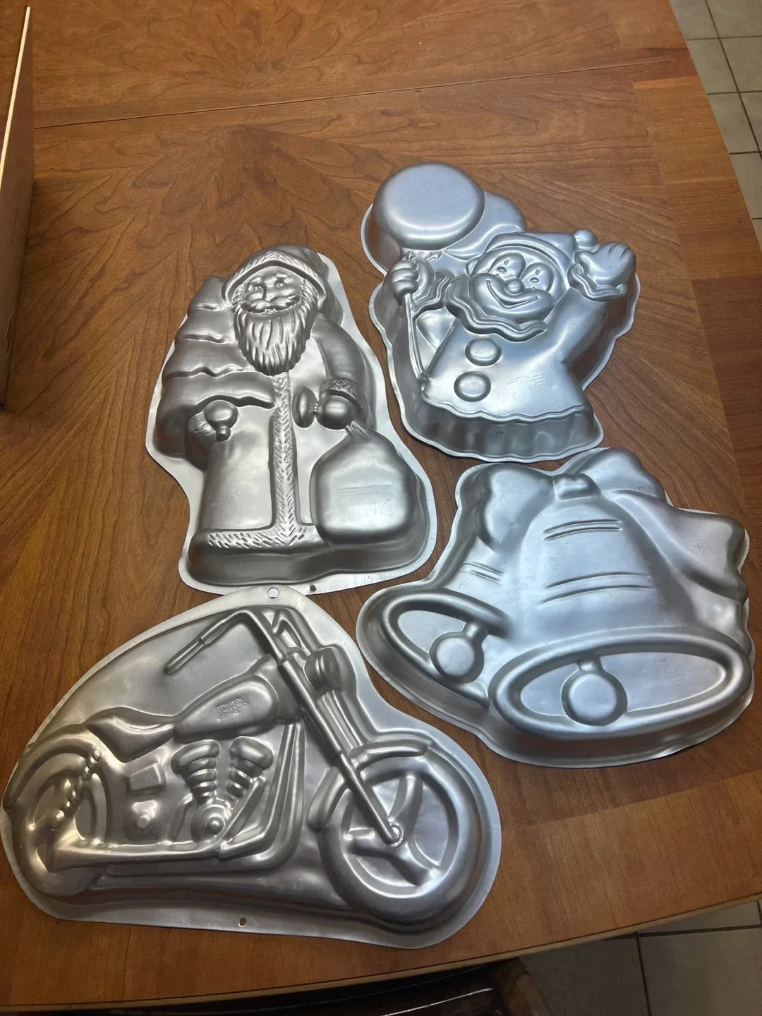 Vintage Wilton Cake Pans - Santa, Motorcycle, Bell, Clown
