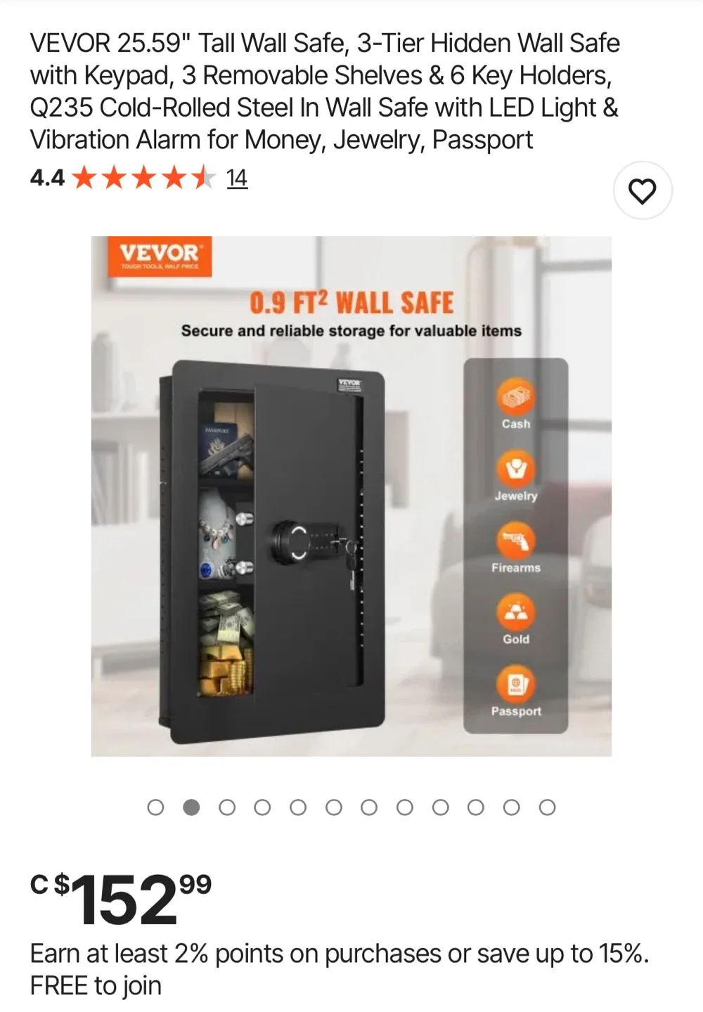 VEVOR 25.59" Tall Wall Safe