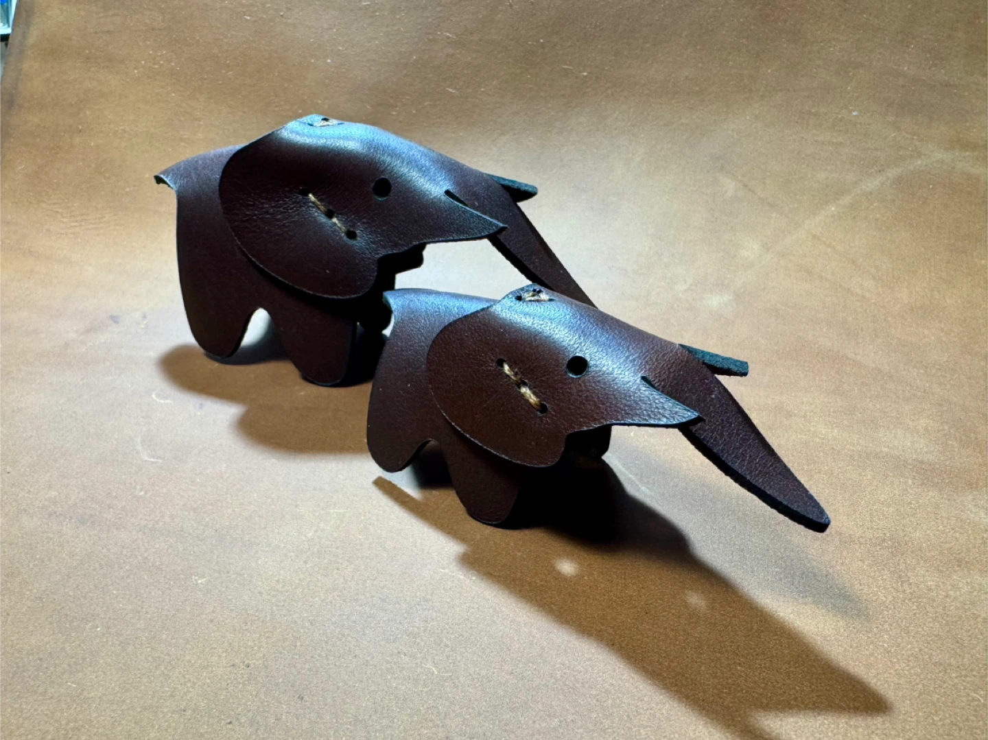 Leather Elephant Figurines - Set of 2