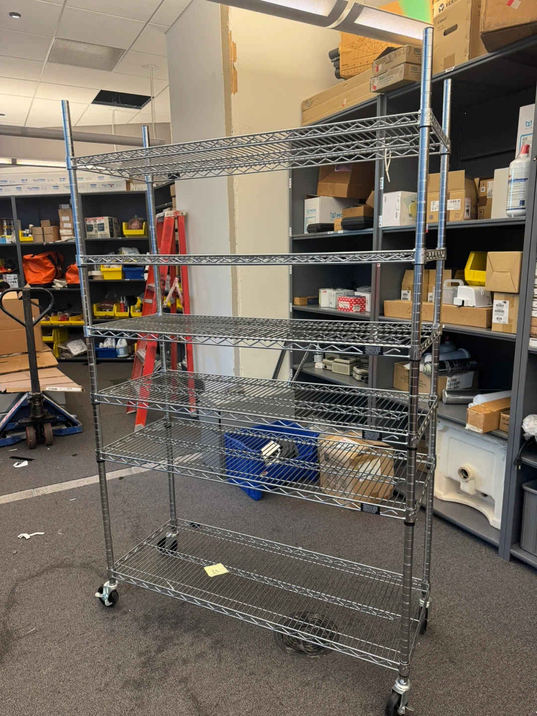 Chrome Wire Shelving Unit on Wheels