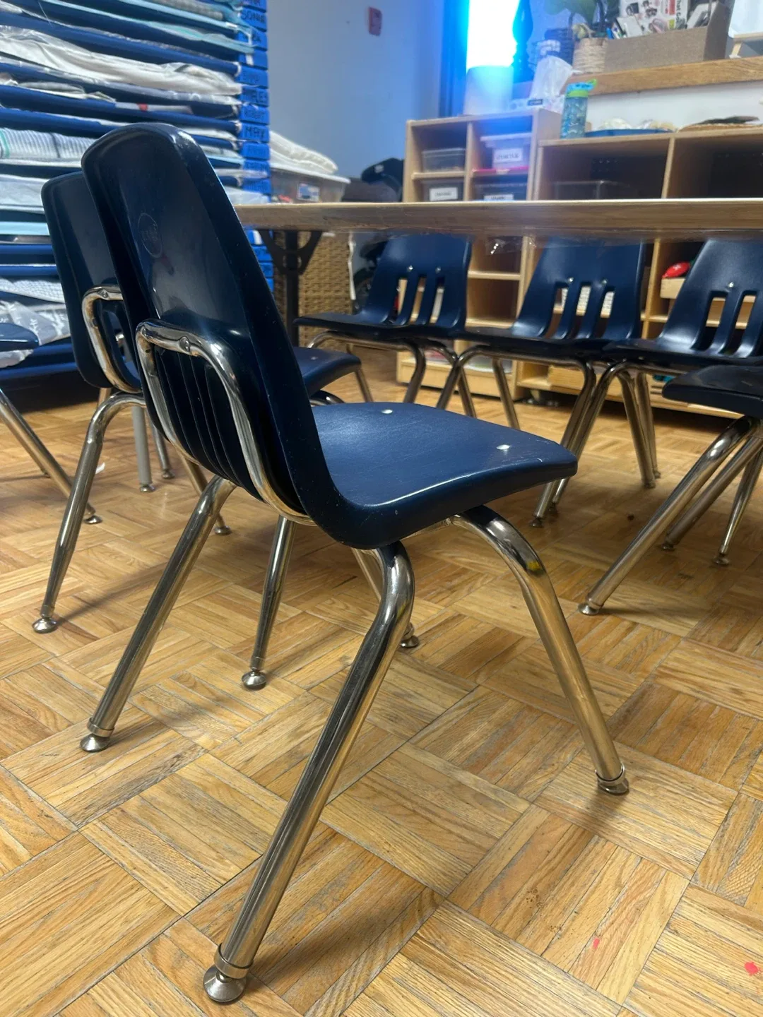 Blue Plastic Stackable School Chair