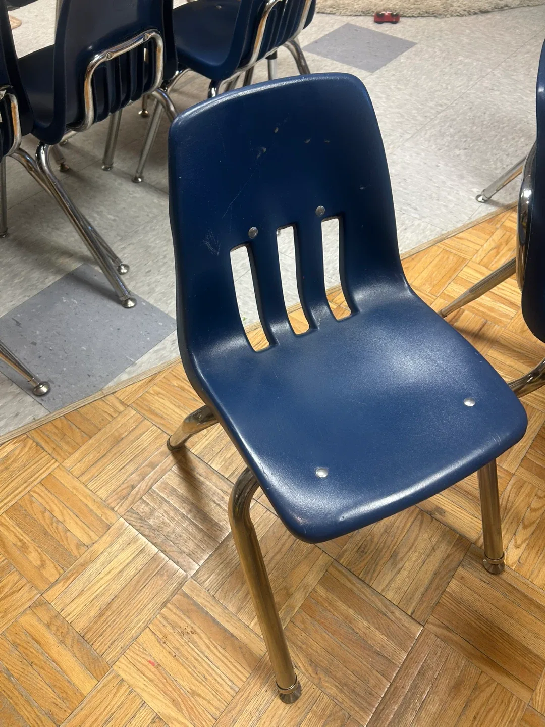 Blue Plastic Stackable School Chair image indicator(2)