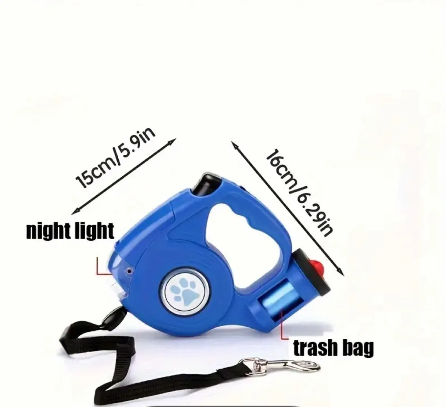 Retractable Dog Leash with Flashlight & Waste Bag image indicator(4)