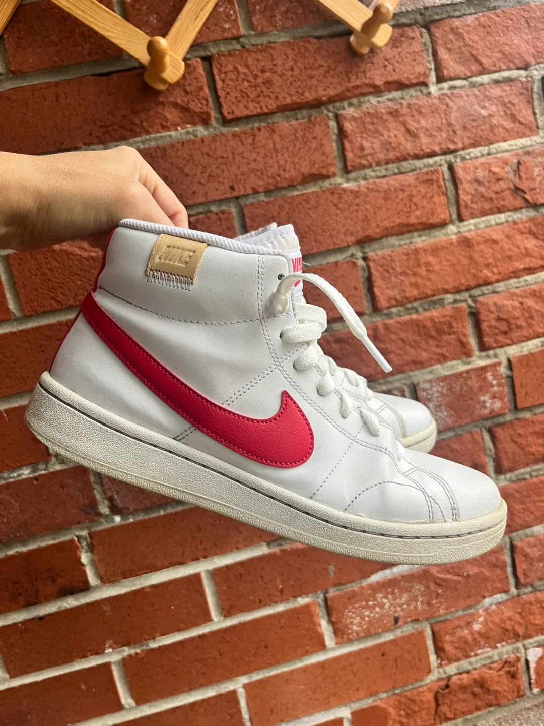 Nike Court Royale 2 Mid sneaker in white with red swoosh 7.5