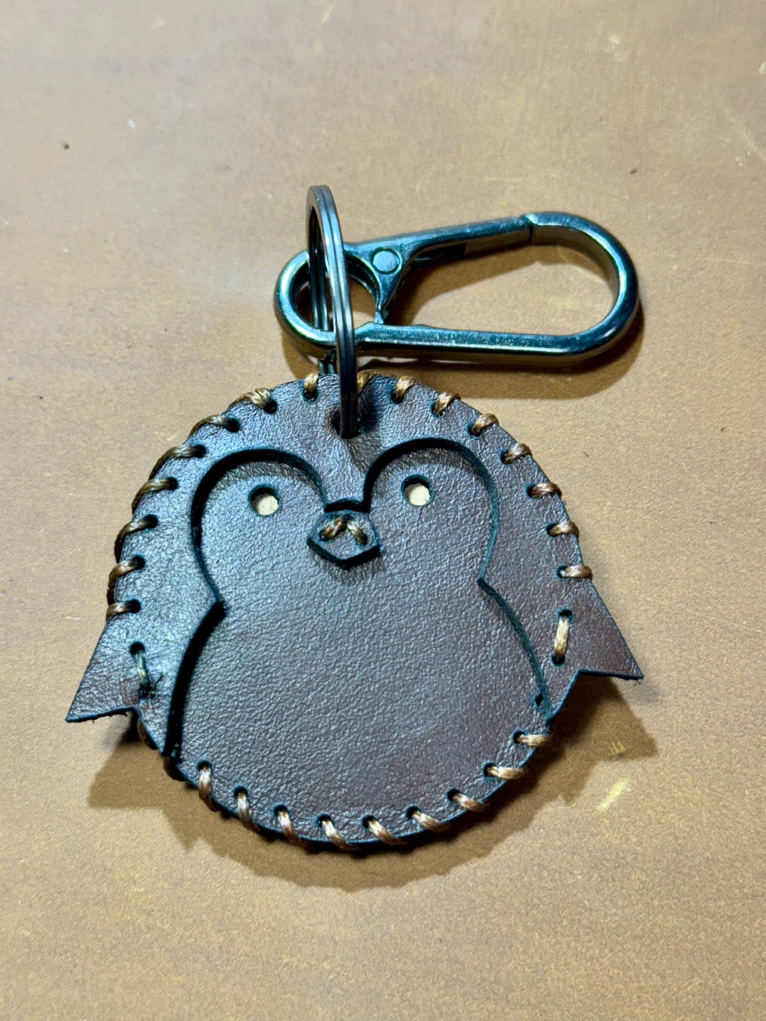 Handmade Leather Owl Keychain