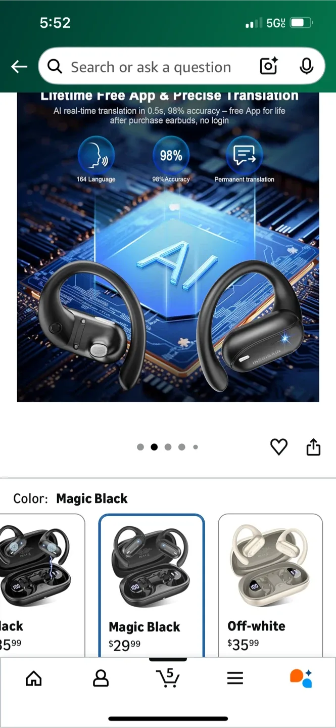 INSSISAIN AI Translation Earbuds - Magic Black image indicator(2)