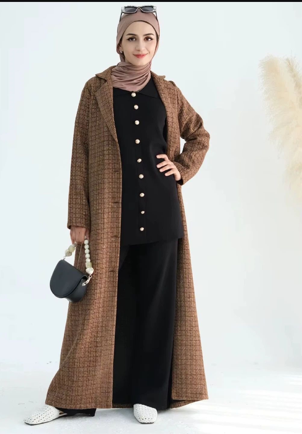 Brown Tweed Long Coat