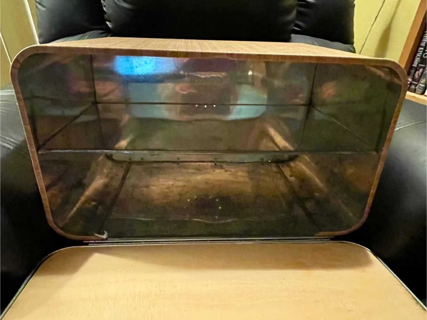 Vintage Chrome and Wood Grain Bread Box image indicator(4)