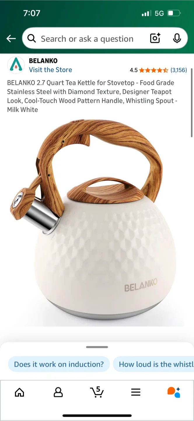 BELANKO 2.7 Quart Milk White Tea Kettle