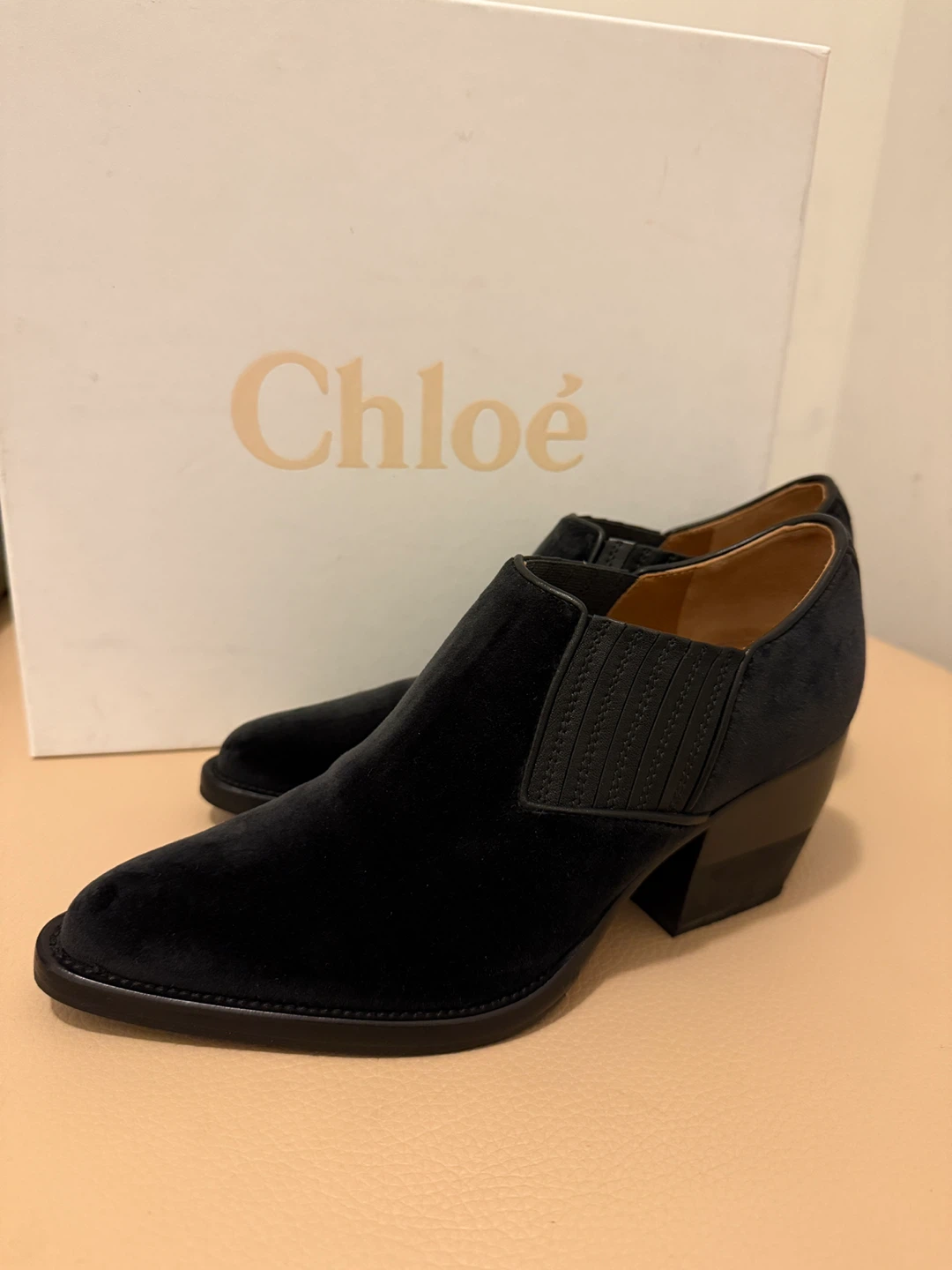 Chloé Black Suede Ankle Boots Size 36.5