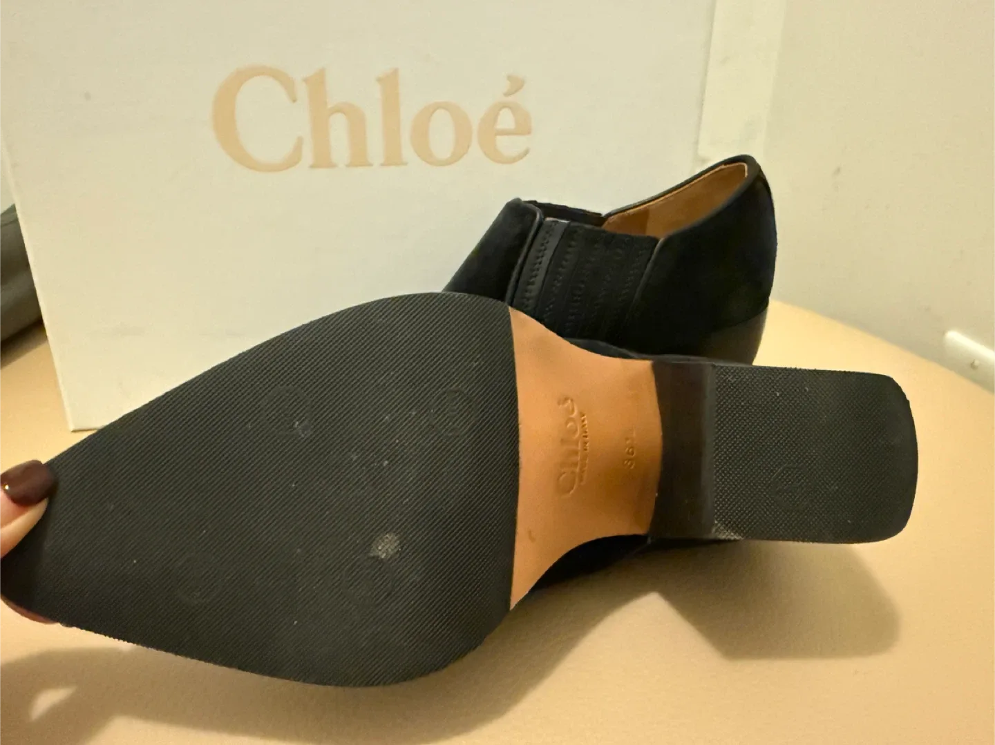 Chloé Black Suede Ankle Boots Size 36.5 image indicator(2)