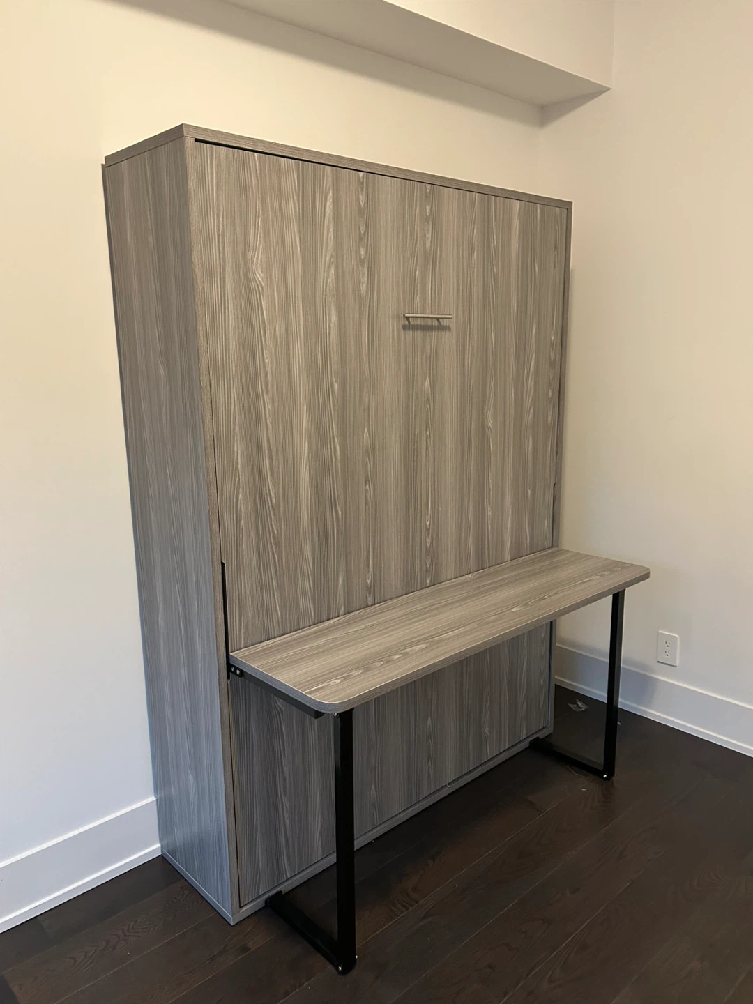 Murphy Bed with Desk - Light Wood Grain
