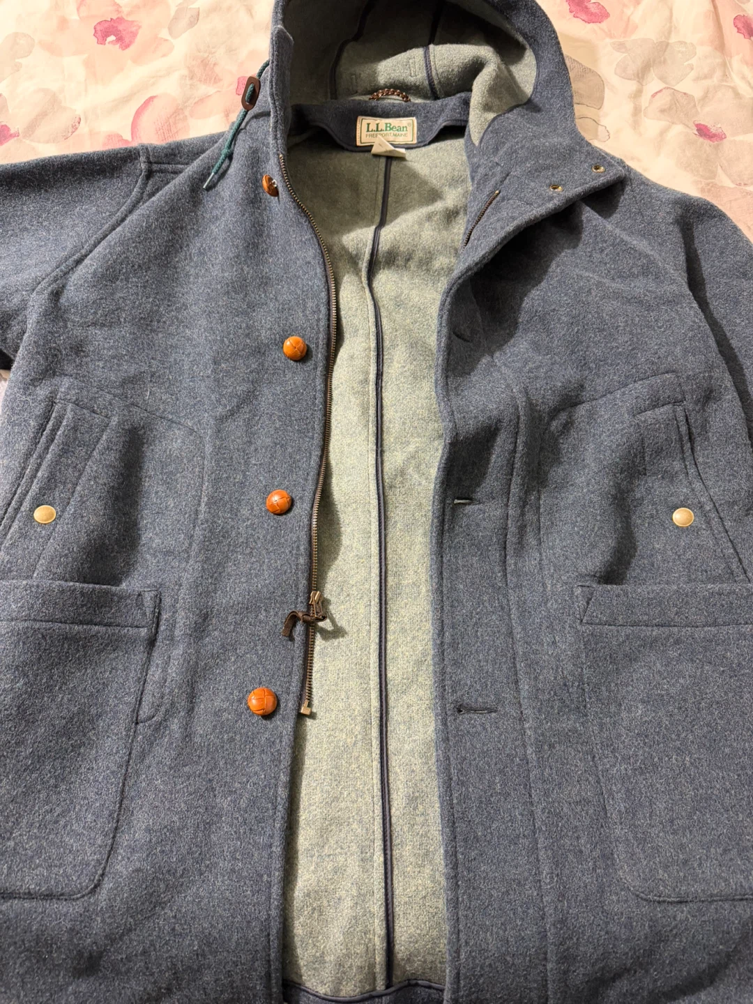 L.L.Bean Wool Blend Hooded Coat - Size Large - photo 2
