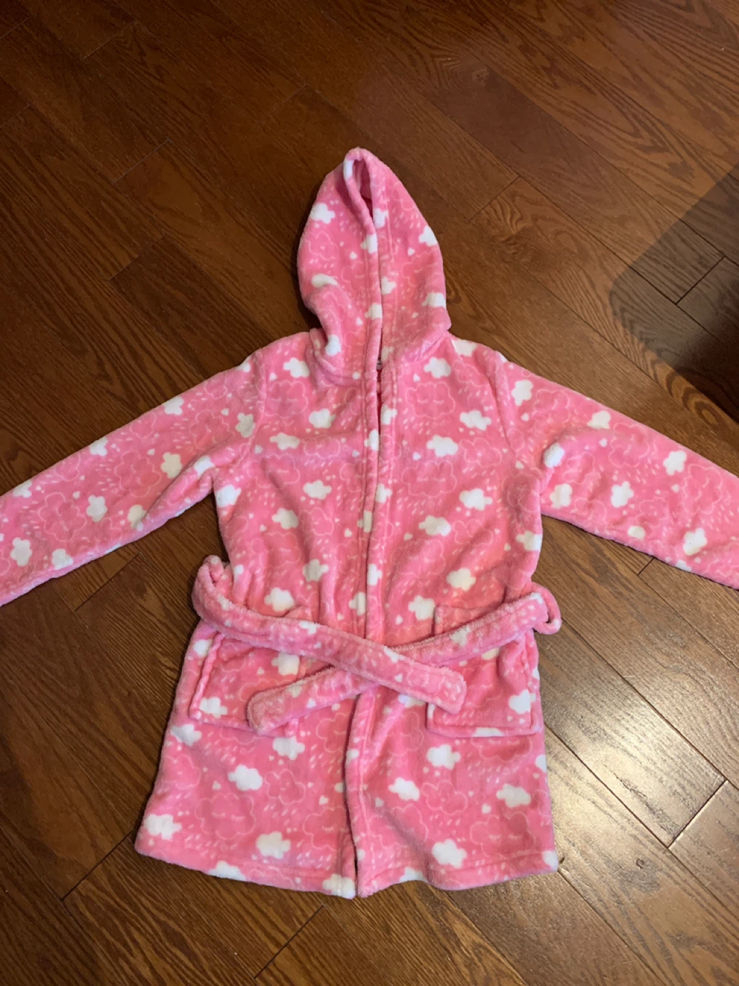 Pink Cloud Print Kids Bath Robe