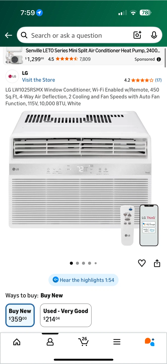 LG LW1025RSMX Window Air Conditioner - photo 3