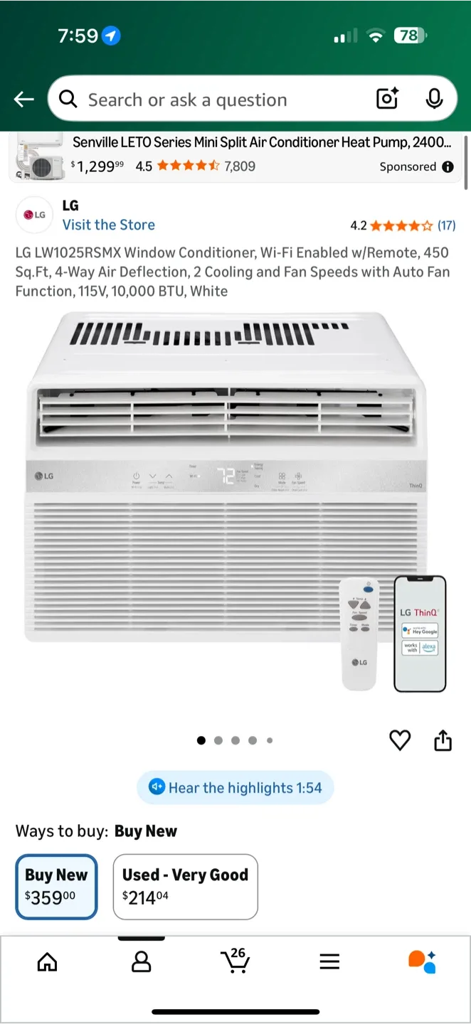 LG LW1025RSMX Window Air Conditioner image indicator(3)