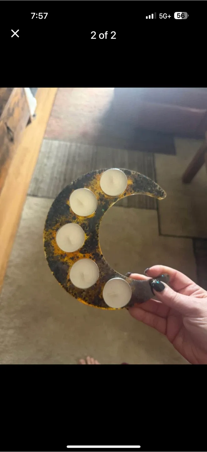 Handmade Moon Tea Light Holder